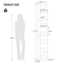 Hzuaneri Estantería de madera moderna, estantería de cubo, estantería abierta de madera, estanterías de almacenamiento y exhibición para sala de estar, oficina en casa, dormitorio, 7 niveles, color blanco