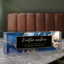 Placa de mesa de acrílico personalizada com gravação personalizada para escritório, funcionário, professor, colega de trabalho - Moldura de acrílico sem cobrança - Decoração de mesa de escritório personalizada, placa de nome para gerente, enfermeira, 1 peça, de volta às aulas, material escolar