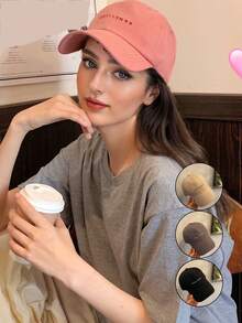 Gorra de béisbol a juego para pareja con bordado de letra, protección solar para exteriores con cierre a presión - Multicolor - Ver 1