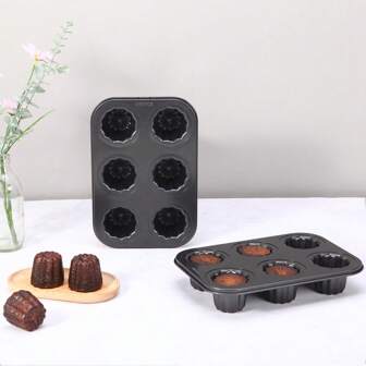 CHEF MADE 1PC 6 CPU NON-STICK CANNELE MOULD (Black)