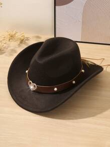 1 buc. Decor din piele PU în formă de inimă unisex pălărie de cowboy occidentală, pălărie de cowboy din poliester în stil retro, potrivită pentru îmbrăcăminte ocazională, petrecere de cowboy occidental, bar cowboy și uz zilnic