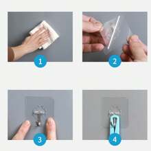 5/10/15pcs Transparent Adhesive Hooks, Multi-Function Kitchen Organizer Wall Hooks, Non-Slip Wallpaper Design, Kitchen Accessories