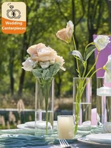 1pc/4pcs Glass Cylinder Vases, Hurricane Candle Holders For Pillar Or Floating Candles, Tall Clear Vase For Centerpieces, Round Vases For Wedding Anniversary Events Home Table Decor Home Decor Room Decor Flower Vase Glass Vase