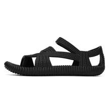 Summer Retro Woven Soft Bottom Breathable Non-Slip Beach Sandals, Rubber Rattan Casual Straw Shoes For Men And Women - Black - View 6