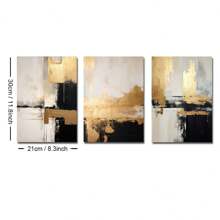 Set Of 3 Unframed Golden Black Beige Abstract Wall Art Canvas Poster Print Minimalist Contemporary Art Painting For Dorm,Living Room,Apartment,Bedroom,Modern Home Decoration