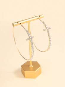 1 Pair & Unique Cross Design Women Hoop Earrings