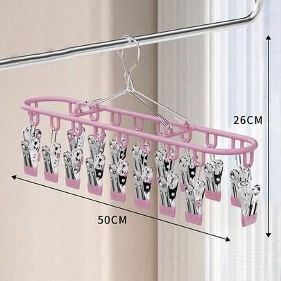 不锈钢多功能袜子晾衣架，适用于阳台和室内，无缝多功能衣架收纳架，节省空间的家用洗衣解决方案，采用灵活的夹子系统，经久耐用，防锈，易于组装，广泛适用于小房间和公寓，最大限度地提高便利性和收纳性。