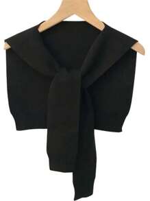 1 pièce Cardigan col châle en mélange de laine de haute qualité, minimaliste, avec patchwork de couleur unie et rayures, pour femmes. Poncho sans manches polyvalent. Châle tricoté de couleur unie pour l'automne 2025. Nouveau châle tricoté fin à rayures pour assortir avec un pull, une chemise, une écharpe [légère différence de couleur par rapport au produit réel]