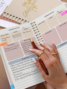 1本圣经学习日志笔记本，52周圣经学习指南，每日祷告日志，教会笔记，信仰礼物，男女皆宜，学校办公用品，教师节礼物，母亲节礼物 - 彩色 - 查看 3