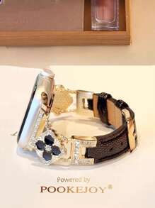 New Plum Blossom Leather Strap Compatible With 38/40/41/42/44/45/46/49mm Compatible With Apple Watch Strap Ultra/S10/9/8/7/6/5/4/3/2/1