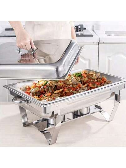 Rechaud Inox 9 Litros 1/2 Panelas Banho Maria 2 Cubas Buffet