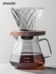 choxila 1pc Diamond Shaped Gray Glass Coffee Pot And Coffee Dripper, Pour Over Coffee Maker Set, Drip Coffee Maker Set For Home And Office Back To School - Smoke Gray - View 12