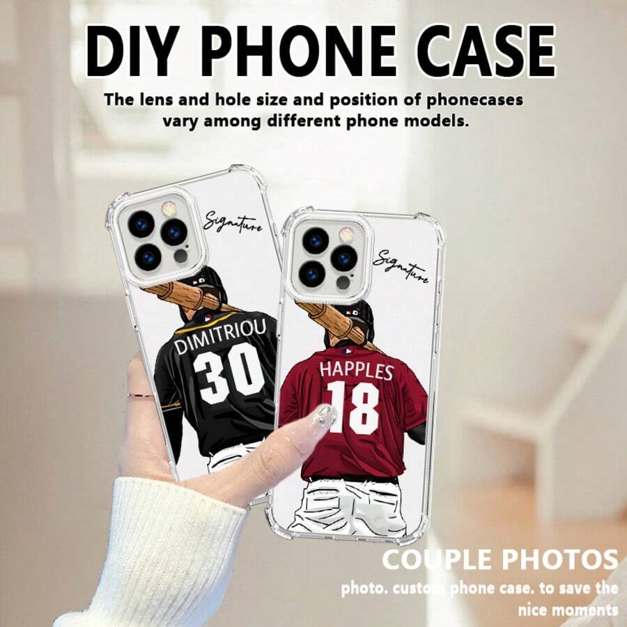 Funda de teléfono personalizada con nombre y número de jersey de béisbol compatible con iPhone 16E 16 15 Pro Max 14 13 12 11 Xs Max Xr SE 8 7 6 Plus 11 Pro Mini, con Galaxy S25 S24 S23 S22 S21 S20 y otros moldes, con 4 esquinas a prueba de golpes Funda transparente personalizada - Multicolor - Ver 1