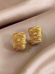 1 par de pendientes de metal con diseño geométrico de moda para mujer, accesorios para fiesta/viaje, joyas gruesas