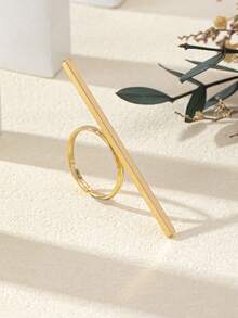 1pc/Set Of Gold Fashionable Geometric 1-Shaped Alloy Women's Rings - Yellow Gold - View 2