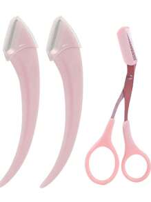 Eyebrow Trimmer Set Stainless Steel Curved Eyebrow Trimmer Comb Eyebrow Trimmer, Suitable For Beginners Of Any Skin Type As A Beauty Tool, Suitable For Both Men And Women As Hair Removal Accessories, Including Shaver Safety Cover, Very Suitable For Decorating And Shaping Perfect Eyebrows, Very Suitable For Travel And Daily Beauty.