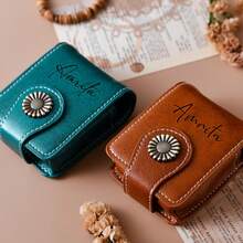 Personalized PU Leather Makeup Mirror,Travel Mirror,Custom Birthday Gift,Girlfriend Gift,Small Makeup Case With Mirror,Bridesmaid Gift - Multicolor - View 7