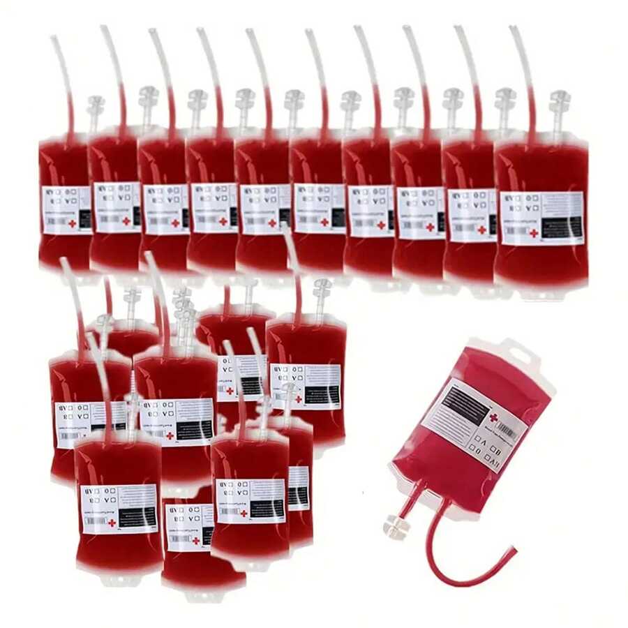 2/5/8 piezas Bolsas para bebidas, bolsas de sangre Halloween tipo bolsa de suero, adecuado para decoración de casa embrujada, suministros para fiesta de Halloween (350ml/12oz)