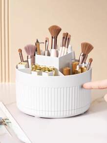 1pc Desktop Rotating Cosmetic Brush Holder, For Storage Of Eye Shadow, Lipstick And Brushes, Easy To Access Small Tools, Knives, Eyebrow Pencils, Razors, Office Stationery, Etc. It Is A Multifunctional Rotating Holder For Household Use And Organizing Cosmetics, Great As An Accessory Or Fun Gift.,For Holiday Beach, Bathroom Collection, Bedroom Collection, Large Capacity