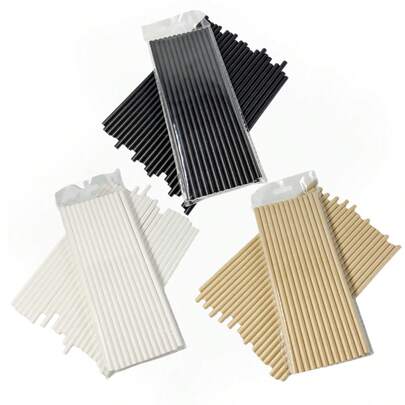 100支经典纯色一次性纸吸管，3种颜色可选，经久耐用，适用于节日派对、宴会、饮料配件