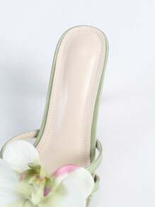 Sandalias de tacón alto de stiletto para mujer, diseño minimalista y elegante de unicolor con tira y punta cuadrada, aptas para fiesta, boda y uso diario