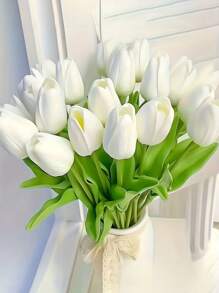 5pcs Premium Artificial Flowers, Real Touch Tulips Bouquet, DIY Craft Bridal Bouquet Home Table Living Room Decoration,For Wedding Room Home Hotel Party Event Christmas Decor,Valentine's Day
