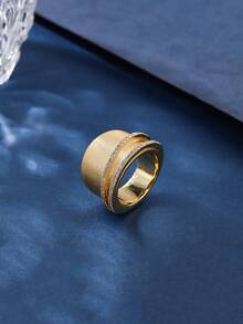 1 Pc Fashion Charm Heavy Textured Matte Copper Zirconia Material Unisex Ring, Suitable As Gift And Daily Wear For Women - 021328 - View 2