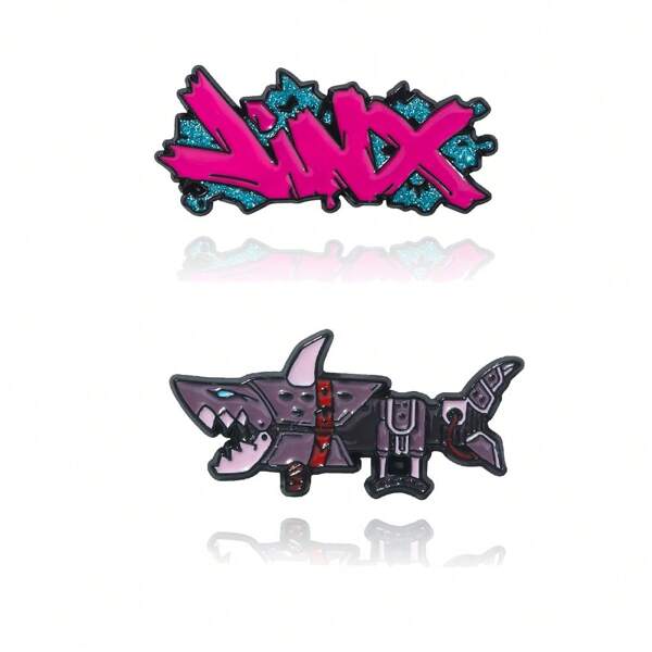 1 Pc Game Arcane Runaway Loli Jinx Brooch Black Rocket Model Metal Lapel Badge Jewelry New Arrival Unisex Shirt Lapel Pin, Backpack, Hat Badge DIY Pin Accessories Bag Pendant Gift