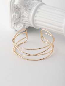 1 pieza Brazalete de metal con líneas cruzadas