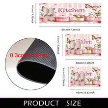1pc Non-Slip High Quality Kitchen Floor Mat - Machine Washable Rectangular Polyester Mat With Pink Kitchen Supplies Design (Butterflies, Eggs, Flowers) & Rubber Backing, Lightweight Home Decor For Kitchen & Dining Room, Kitchen Mats F - Multicolor - View 13