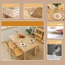 1pc 0.25mm Thick Pvc Transparent Tablecloth Desk Mat Protective Film, Waterproof, Oil Proof, Heat Resistant, Suitable For Table Cover, Tea Table, Bedside Table, Computer Desk, Office
