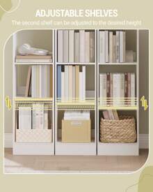 Hzuaneri Estantería de madera moderna, estantería de cubo, estantería abierta de madera, estanterías de almacenamiento y exhibición para sala de estar, oficina en casa, dormitorio, 7 niveles, color blanco