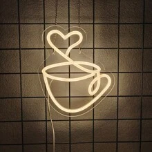 Enseigne au néon café, enseigne murale décorative commerciale de bar à café, lumières au néon, enseigne lumineuse à LED de magasin de café, décoration de pièce esthétique, convient pour les cafés, restaurants, magasins commerciaux, coins café, bars, salles d'homme, fêtes, cadeaux d'anniversaire, éclairage néon café, alimenté par USB 5V, interrupteur de contrôle, facile à installer.