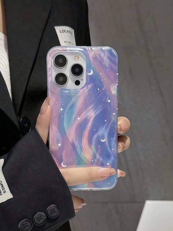 Gradient Dreamy Starry Feather Net Protective Case Compatible With Iphone 15 Pro Max/14/13 Pro, High-End Creative Full Body Silicone Shockproof Hard Shell Cover