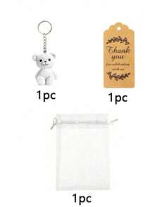 30pcs/15pcs 3D Teddy Bear Party Favor Keychains, Includes 5pcs Keychains, 5pcs Organza Bags And 5pcs Thank You Tags, Resin Bear Keychain Pendant, Suitable For Teddy Bear Themed Parties, Bridal Showers, Baby Showers, Proposal Parties, Guest Gifts, Party Favors - Multicolor - View 8