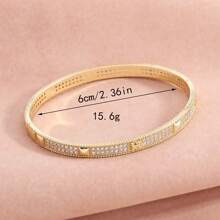 1 Luxurious Women's Copper Bracelets With Rose Design, Inlaid With Zirconia, Daily Fashionable Jewelry Accessory