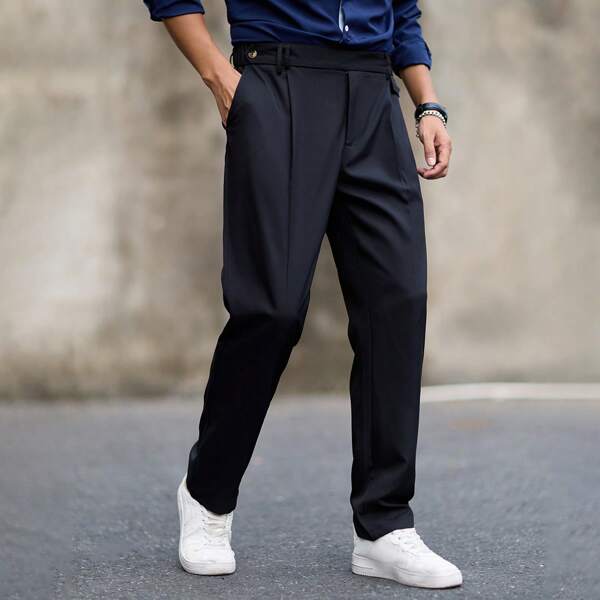 1pc Casual - Vacation Casual, Business - Business Commute Casual, Fashion Casual, All-In-One Trousers, Suitable For Teacher's Day, Father's Day, Valentine's Day, Ramadan, New Year, Easter, Carnival, Semi-Cowhide Waist, Personalized