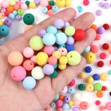 20-100 unidades/pacote de contas redondas pintadas de acrílico, sortimento de cores aleatórias, vários tamanhos, cores doces fofas e casuais da moda para fazer joias faça você mesmo, colar, pulseira, chaveiro, decoração de telefone, atacado