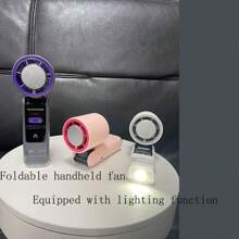 1pc Digital Display Foldable Lce Cooling Fan USB Rechargeable 100 High Speed Mini Fan Hand Held Fanportable Fan
