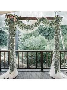 1/2/5 pièces, Guirlande de faux eucalyptus avec fleurs blanches, feuilles d'eucalyptus argent de 5,9 pi/180 cm Gypsophila, Vignes vertes artificielles pour décoration de mariage, fête, manteau, chemin de table, maison, bureau, décoration d'été