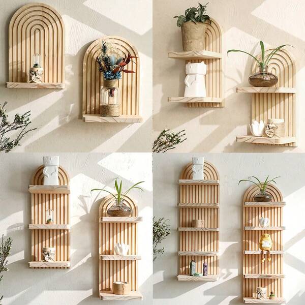 1 stuk Boho houten regenboog wandplanken zwevende hangende planken Mid-Century regenboog wandplanken moderne Boho wandplank retro gemonteerde houten boogdecoratie voor muur Regenboogboog Boho zwevende planken moderne Boho wandplank voor slaapkamer woonkamer klaslokaal badkamer display kantoor kinderkamer decoratie