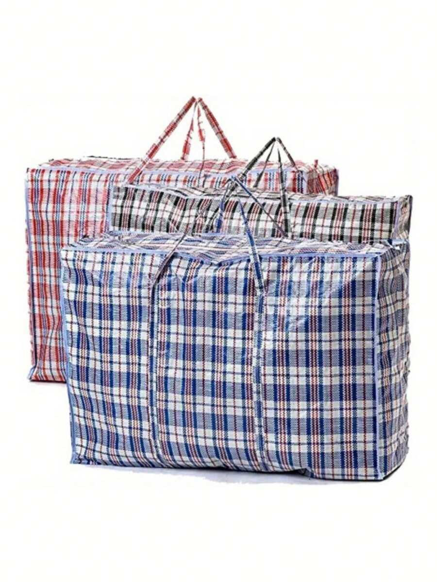 Bolsas extra grandes para lavandería, compras, almacenamiento y mudanzas con cremallera y asas, en azul, rojo y negro. Bolsas de viaje durables a cuadros para ropa, lavandería, ropa de cama, mudanza, limpieza del armario y decoración navideña. Bolsas de patrón de piel de serpiente, bolsas tejidas, resistentes a la humedad y a las manchas