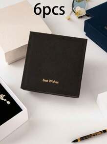 6/1pc, Embossed Letter Jewelry Gift Box, Jewelry Gift Box, Bow Decoration, Square Jewelry Gift Box, Suitable For Packaging Necklaces, Bracelets And Other Accessories Valentine's Day Ribbon Packaging Box, Packaging Box, Wedding Decoration