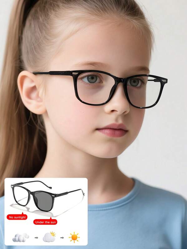 1 szt. Chłopcy i dziewczęta w wieku 4-12 lat, casualowe okulary retro w kwadratowym różowym kolorze, pełnoramkowe, fotochromowe, odpowiednie na wakacje, podróże i zajęcia na świeżym powietrzu