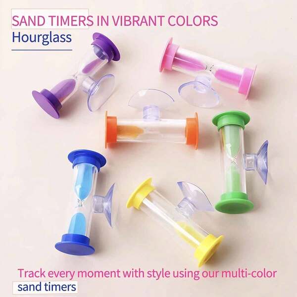 1 pieza Reloj de arena de 2 minutos/3 minutos con ventosa - Minutero mini para cepillado de dientes, juegos al aire libre, aula, reloj de arena giratorio, duradero