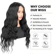 26 Inch Synthetic Long Wavy Lace Front Wig For Women Middle Part Wavy Wig For Daily Party 4*1 Lace Front Wig