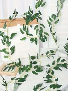 1 pièce Vigne de saule artificielle de 80,3 pouces, feuilles pendantes en plastique vert, décoration. Couronne de vigne de saule artificielle, pour le DIY, mariage, fête, jardin extérieur, maison, salon, chambre à coucher, mur, décoration de table, fête des mères, anniversaire, rentrée scolaire