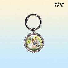 Customized Round Zinc Alloy Key Chain With Sparkling Diamond Style, Personalized Photo Gift, Birthday/Anniversary Gift, Available In Multiple Quantities - Silver - View 9