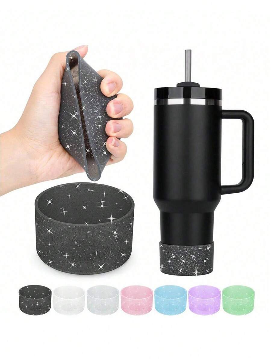1pc Silicone Glitter Cup Sleeve Holder For 20-40 Oz Cups - Multicolor - View 1