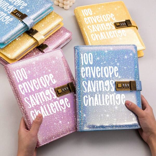 1pc 100 Envelopes Money Saving Challenge Budget Binder Binder Organizer 52 Week Money Saving Challenge Binder Cash Envelopes For Budgeting With Combination Lock Envelope Challenge Binder Cash Planner